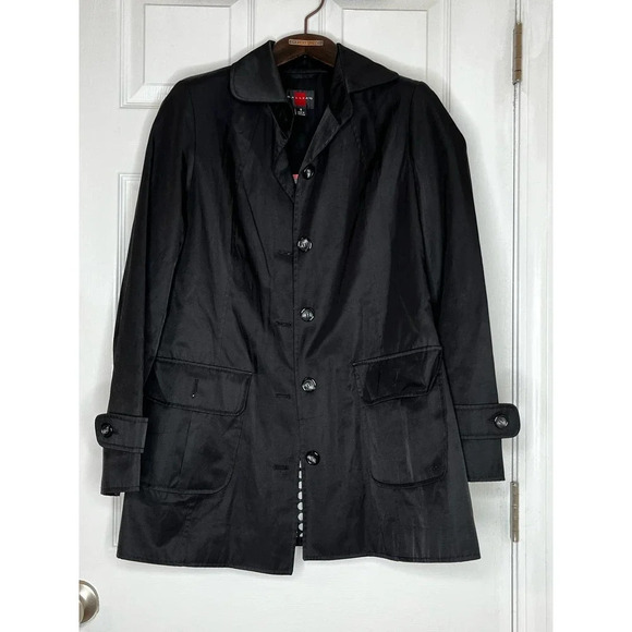 Gallery black parka jacket button down sz small - Picture 1 of 8